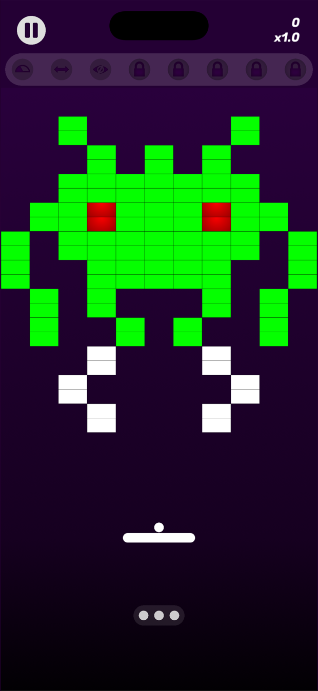 A Giga-Ball level shaped like a space invader