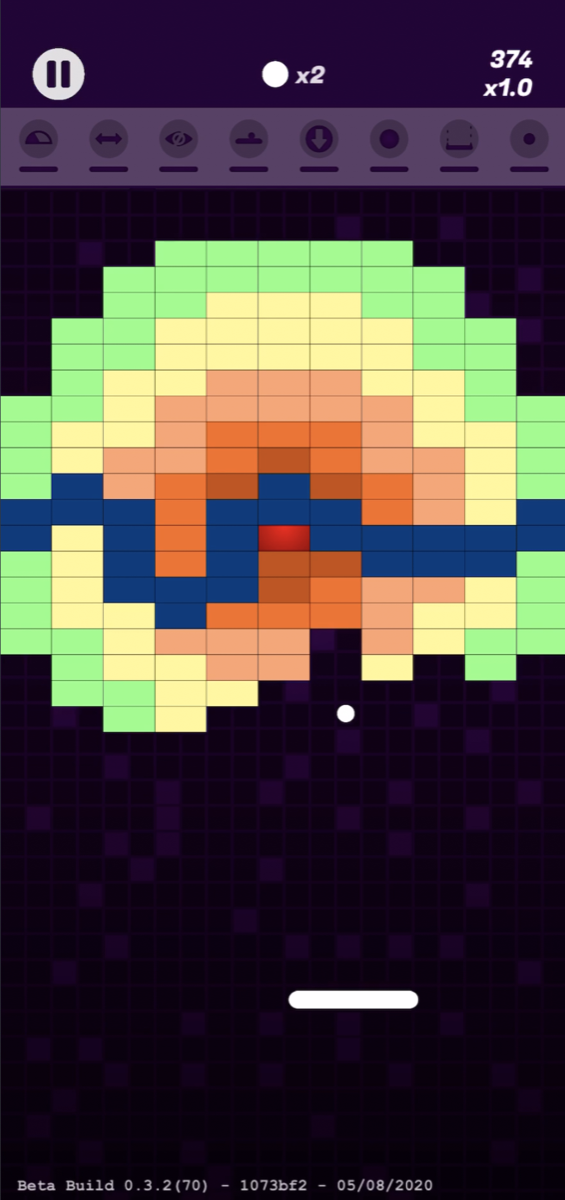 A Giga-Ball beta build, with the build number stamped along the bottom of the screen