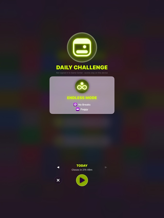 The Daily Challenge on an iPad