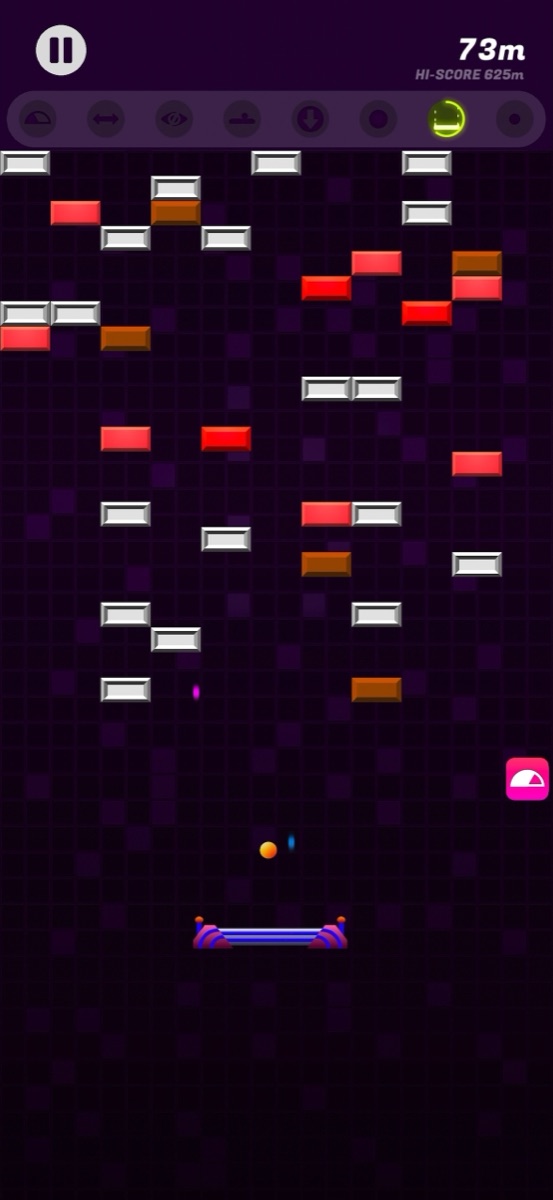 Endless Mayhem in the Retro theme, with Multi-Hit, Indestructible and normal bricks
